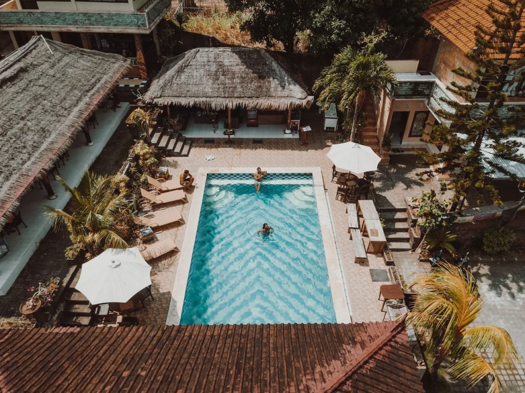 swimming pool in a vacation resort