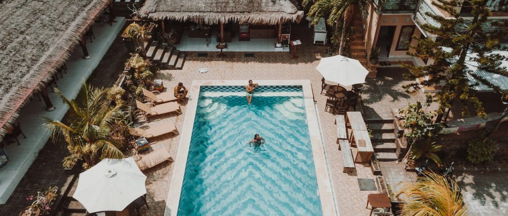 swimming pool in a vacation resort